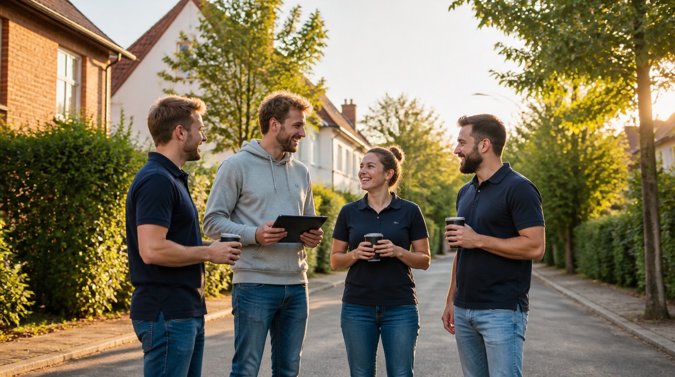 Angestelltes Vertriebsteam von HD Energy beim Tagesstart